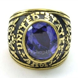 Gold Titanium Ring With Blue Zircon