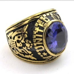 Gold Titanium Ring With Blue Zircon