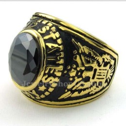 Gold Titanium Ring With Black Zircon