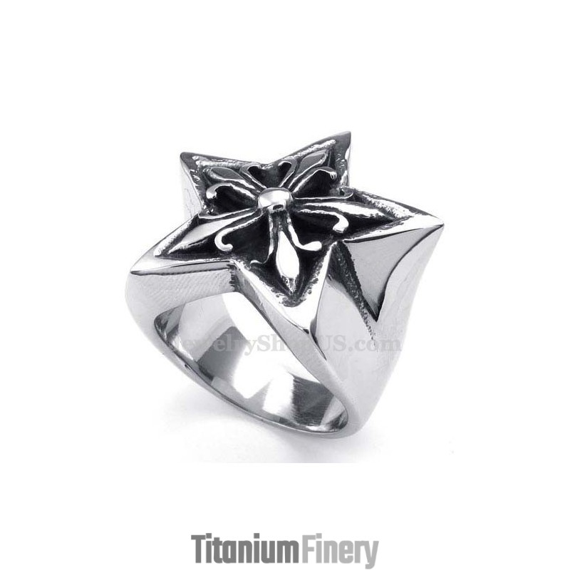 Titanium Five-Pointed Star Ring