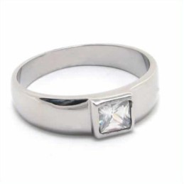 Diamond Set 6Mm Titanium Inlaid Court Band Ring