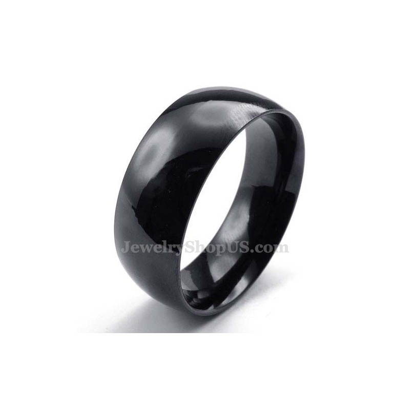 8Mm Black Titanium Smooth Ring