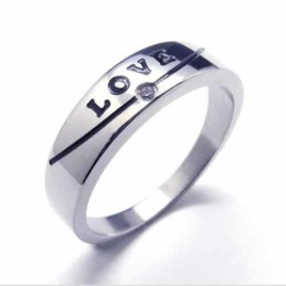 Love Diamond Set 5Mm Titanium Inlaid Court Band Ring