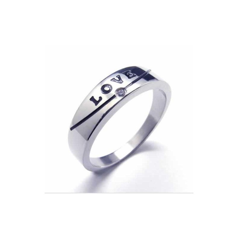 Love Diamond Set 5Mm Titanium Inlaid Court Band Ring