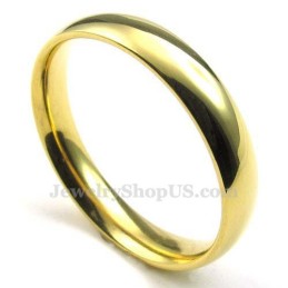 4Mm Gold Titanium Round Ring