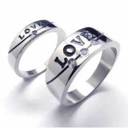 Love Diamond Set 5Mm Titanium Inlaid Court Band Ring
