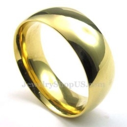 8Mm Gold Titanium Round Ring