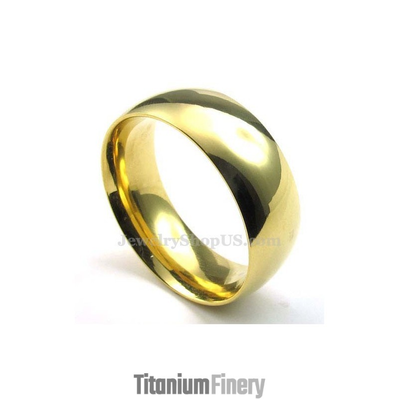8Mm Gold Titanium Round Ring 8Mm Gold Titanium Round Ring