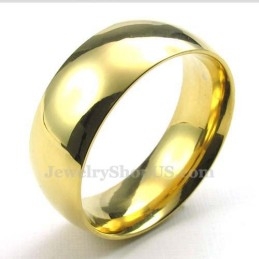 8Mm Gold Titanium Round Ring