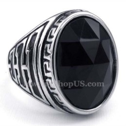 Mens Titanium Ring With Black Zircon