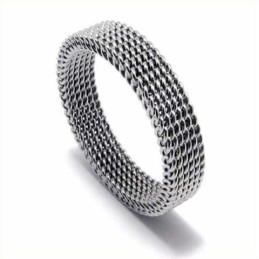 Meshed Unisex 4Mm Titanium Ring