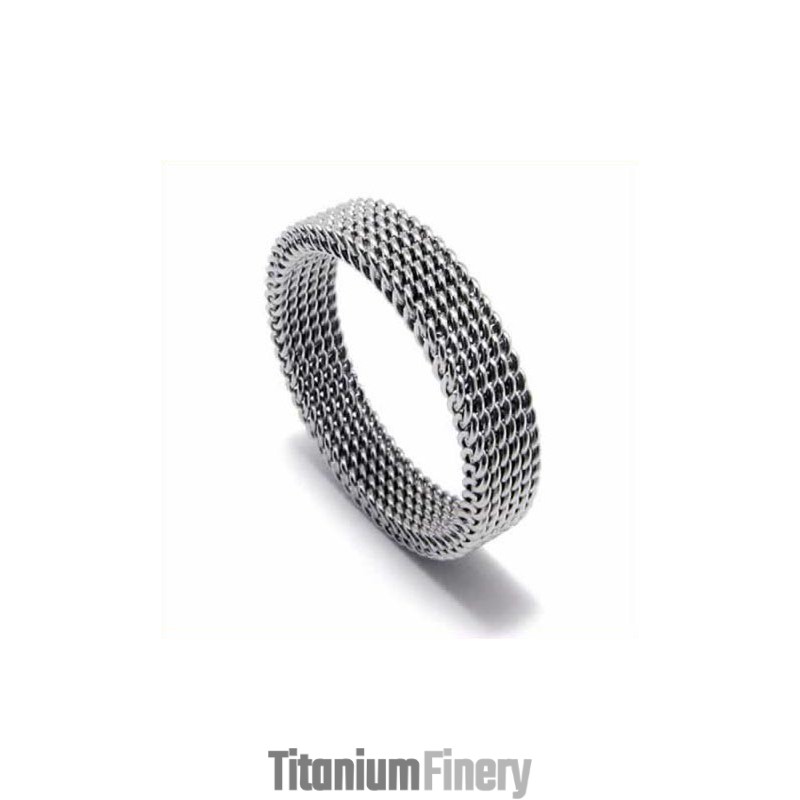 Meshed Unisex 4Mm Titanium Ring Meshed Unisex 4Mm Titanium Ring