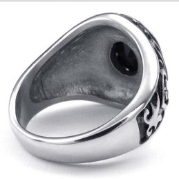 Mens Titanium Ring With Black Zircon
