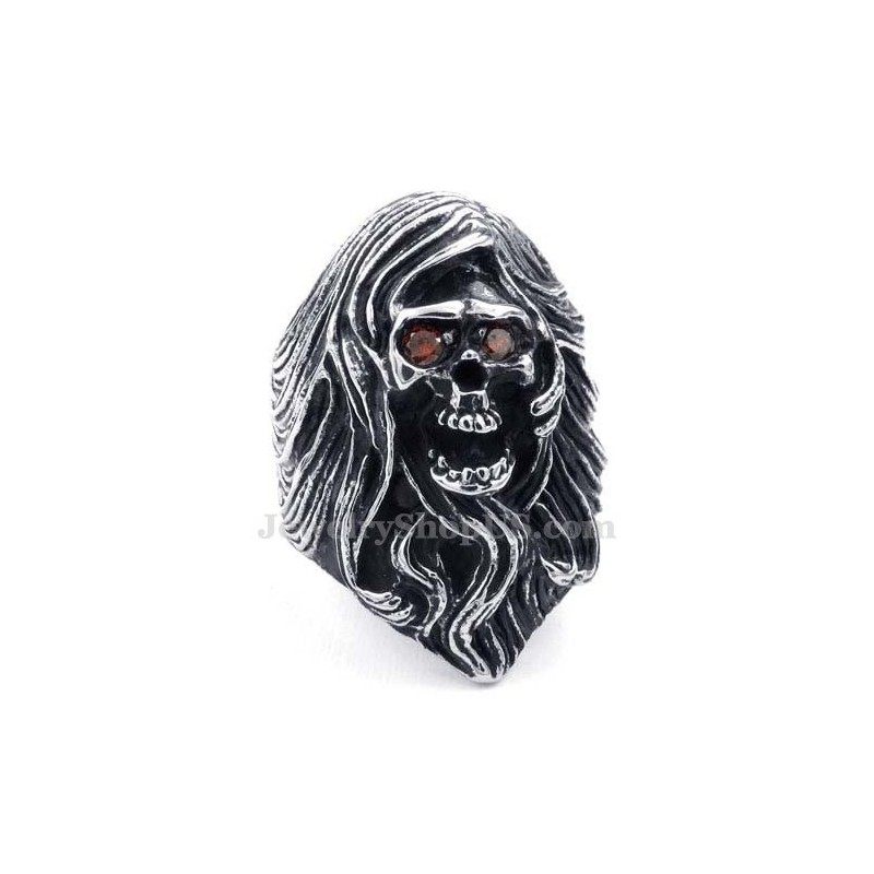 Titanium Skull Ring With Red Zircon Eyes Titanium Skull Ring With Red Zircon Eyes
