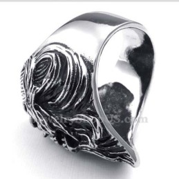 Titanium Skull Ring With Red Zircon Eyes