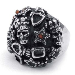 Titanium Skull Ring With Red Zircon