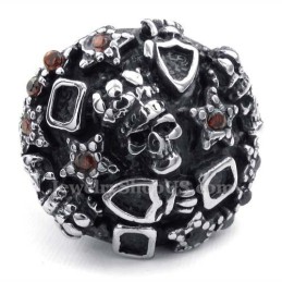 Titanium Skull Ring With Red Zircon