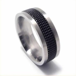 Meshed Mens 7Mm Black Titanium Ring