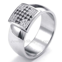 Titanium Ring With White Zircon