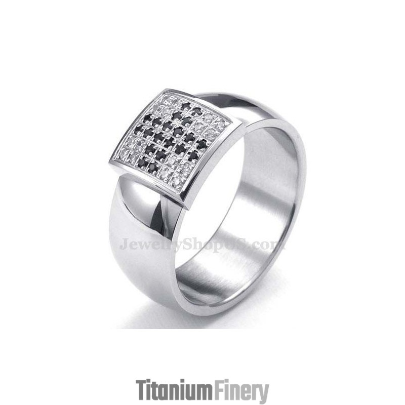 Titanium Ring With White Zircon