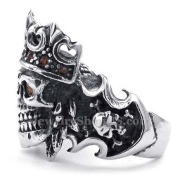 Titanium Imperial Crown Skull Ring With Red Zircon