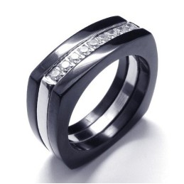8Mm Diamond Unisex Titanium Band Ring