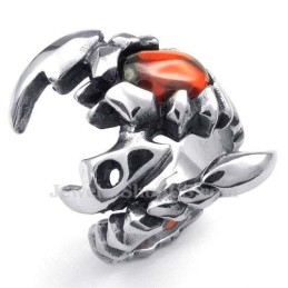 Titanium Scorpion Ring With Red Zircon