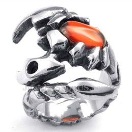 Titanium Scorpion Ring With Red Zircon