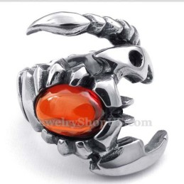 Titanium Scorpion Ring With Red Zircon