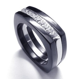 8Mm Diamond Unisex Titanium Band Ring