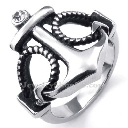 Titanium Anchors Ring With White Zircon