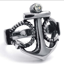 Titanium Anchors Ring With White Zircon