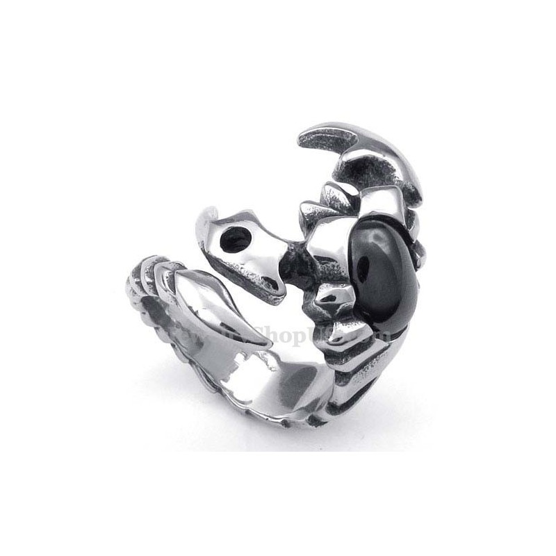 Titanium Scorpion Ring With Black Zircon