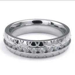 Titanium Round Ring With White Zircon