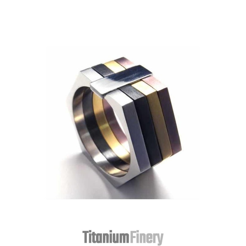 Hexagon Colored 11Mm Titanium Ring