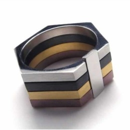 Hexagon Colored 11Mm Titanium Ring
