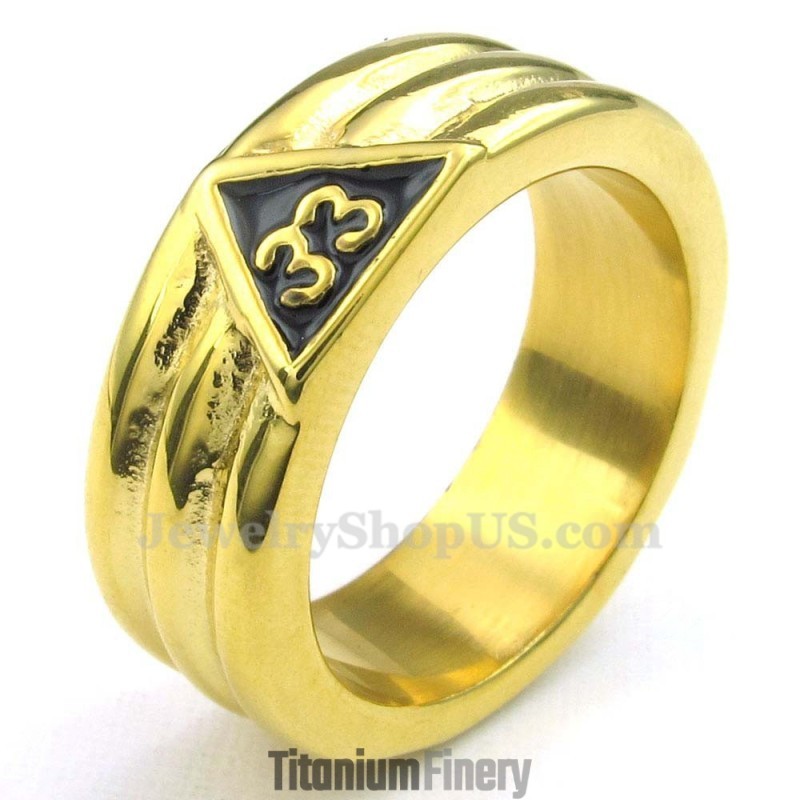Gold Titanium Masonic Ring