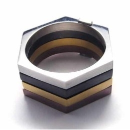 Hexagon Colored 11Mm Titanium Ring