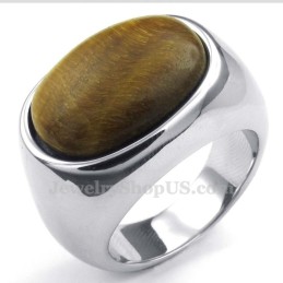 Mens Fashion Titanium Ring With Ornamental Stone