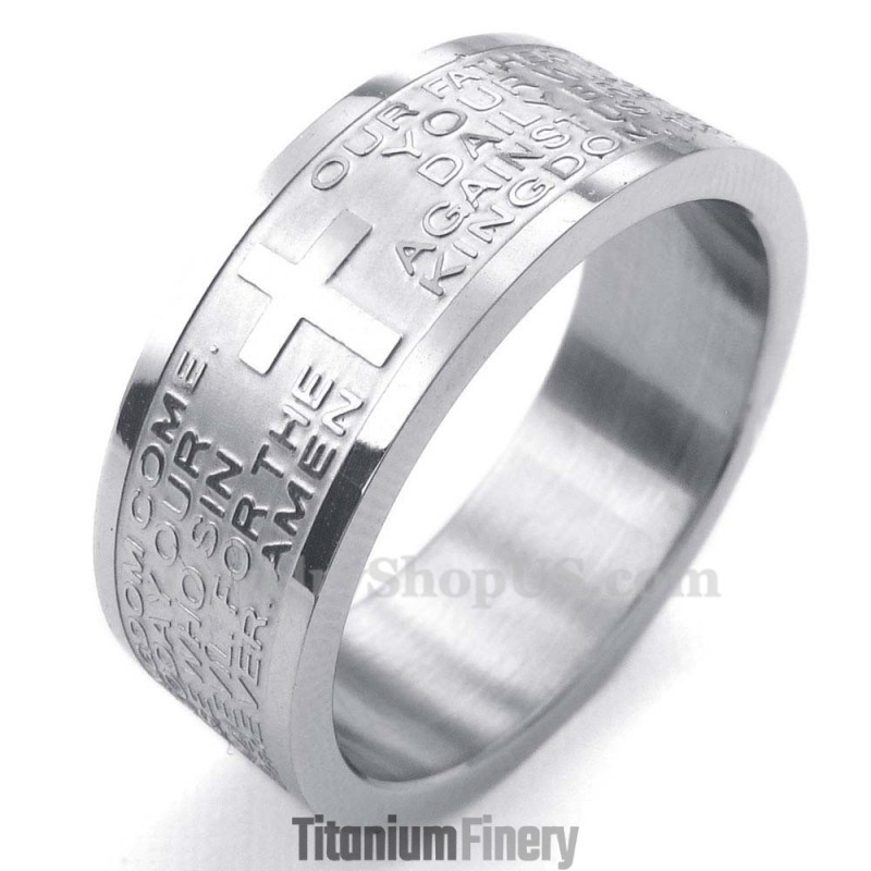 Titanium English Scripture Skull Ring