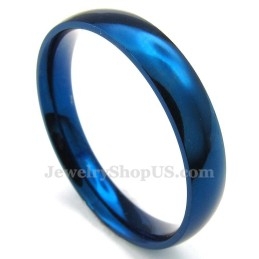 4Mm Titanium Round Blue Ring