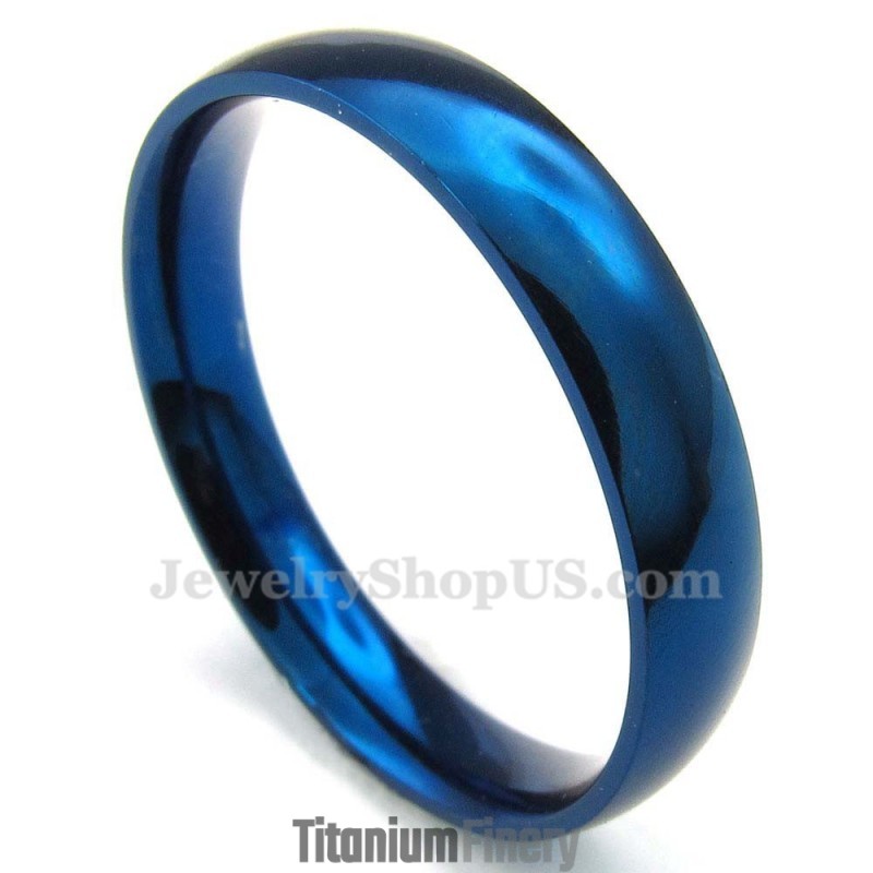 4Mm Titanium Round Blue Ring 4Mm Titanium Round Blue Ring