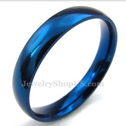4Mm Titanium Round Blue Ring