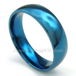 6Mm Titanium Round Blue Ring