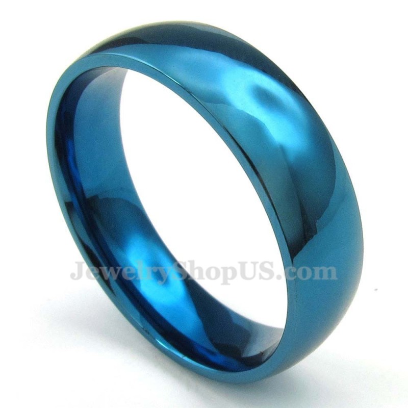 6Mm Titanium Round Blue Ring 6Mm Titanium Round Blue Ring