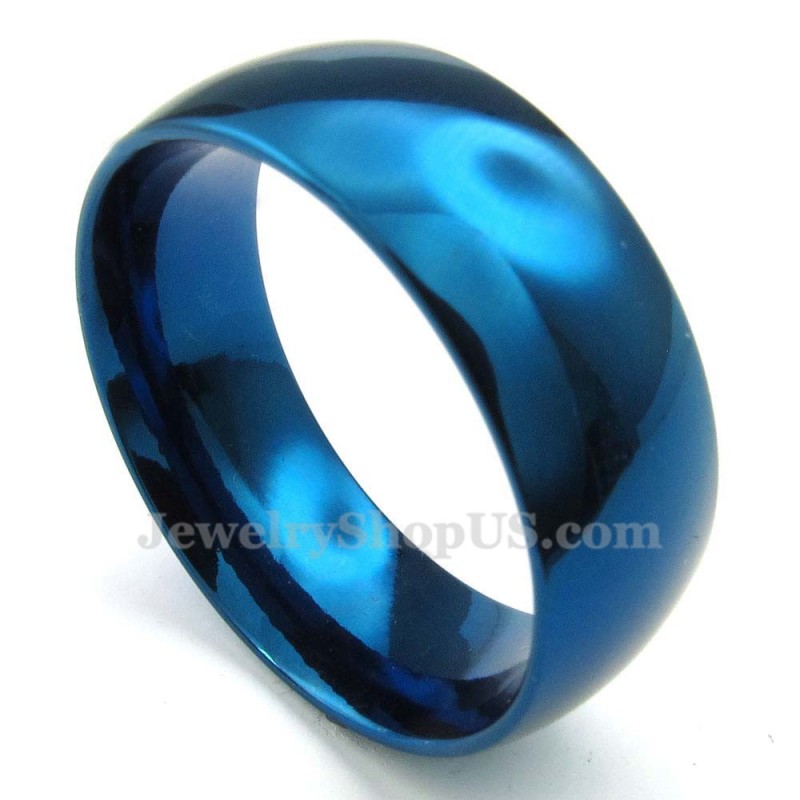 8Mm Titanium Round Blue Ring 8Mm Titanium Round Blue Ring