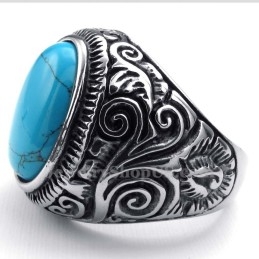 Titanium Ring With Blue Ornamental Stone