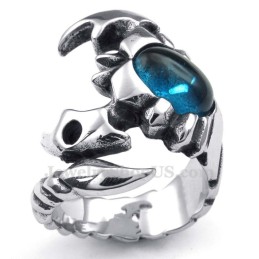 Titanium Scorpion Ring With Blue Zircon