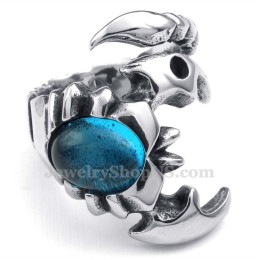 Titanium Scorpion Ring With Blue Zircon