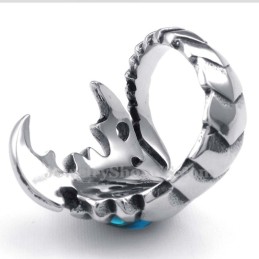 Titanium Scorpion Ring With Blue Zircon